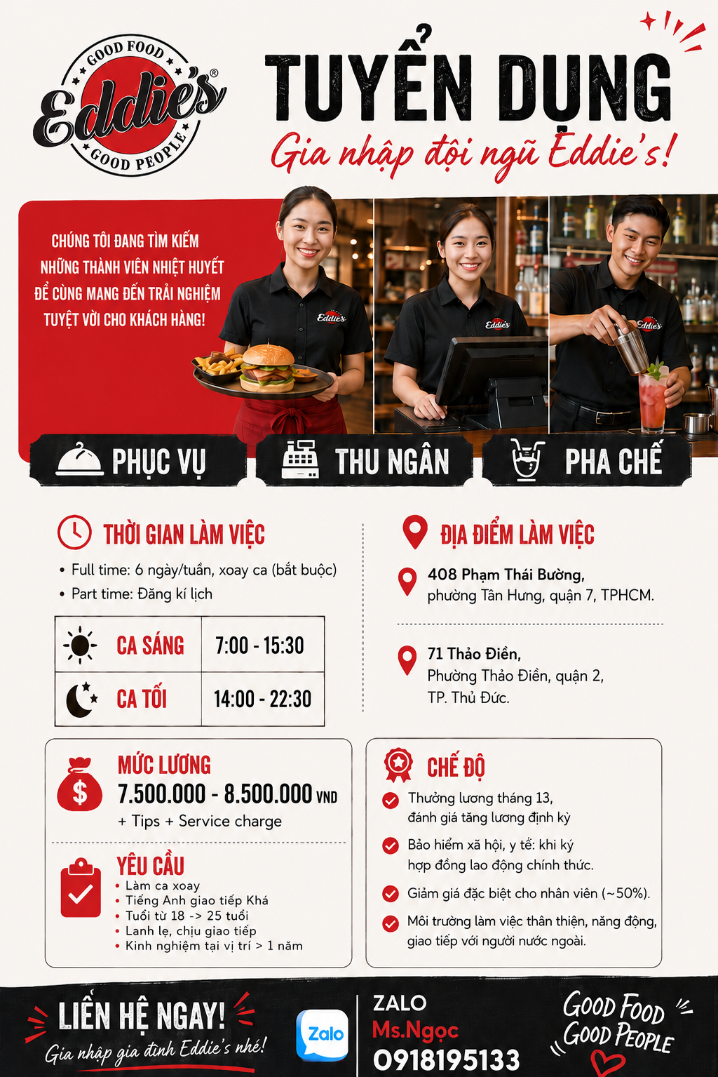 TUYỂN DỤNG NHÀ HÀNG (KIỂU MỸ)